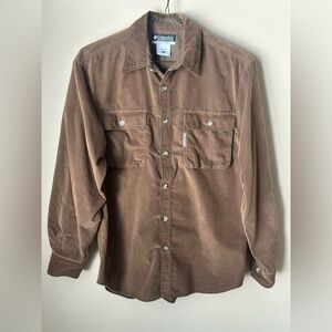 Columbia Men’s Button Down Brown Long Sleeve Shirt Size Small